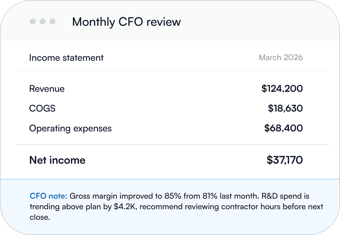 Monthly CFO review